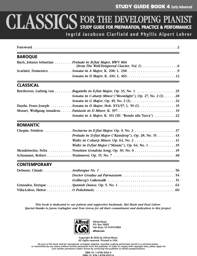 Classics for the Developing Pianist Study Guide 4