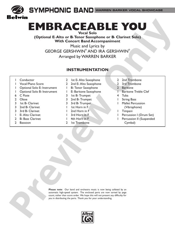 Embraceable You - Concert Band Conductor Score & Parts (Digital Download)