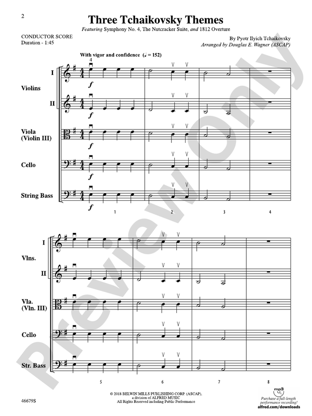 Three Tchaikovsky Themes - String Orchestra Conductor Score & Parts (Digital Download)