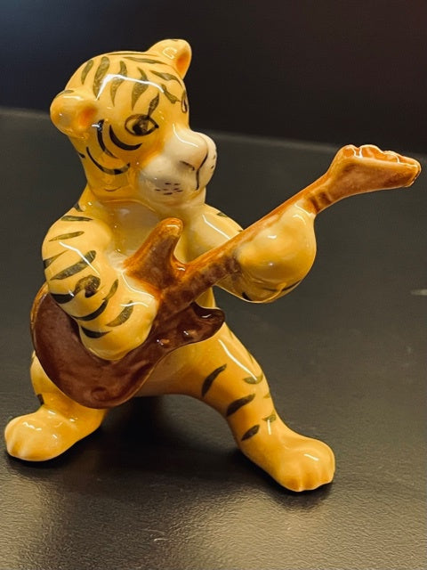 Tiger Playing the Guitar Porcelain Figurine