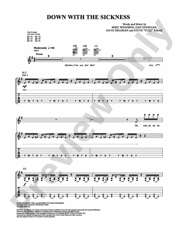Down With the Sickness - Guitar TAB (Digital Download)