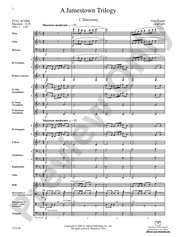A Jamestown Trilogy - Concert Band Conductor Score & Parts (Digital Download)