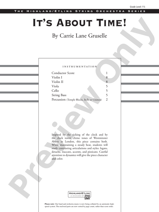 It's About Time! – String Orchestra Conductor Score & Parts (Digital Download)