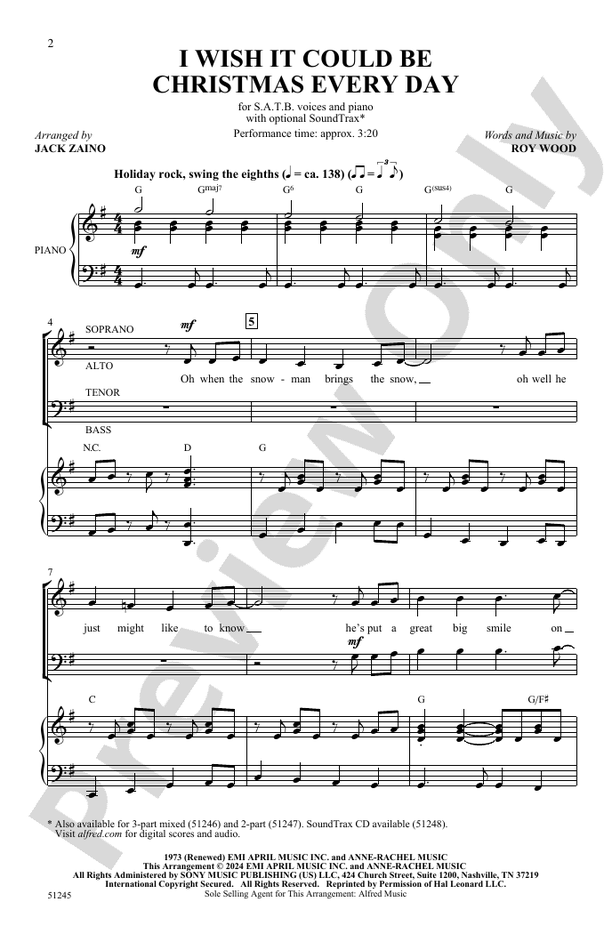 I Wish It Could Be Christmas Every Day - SATB Choral Octavo (Digital Download)