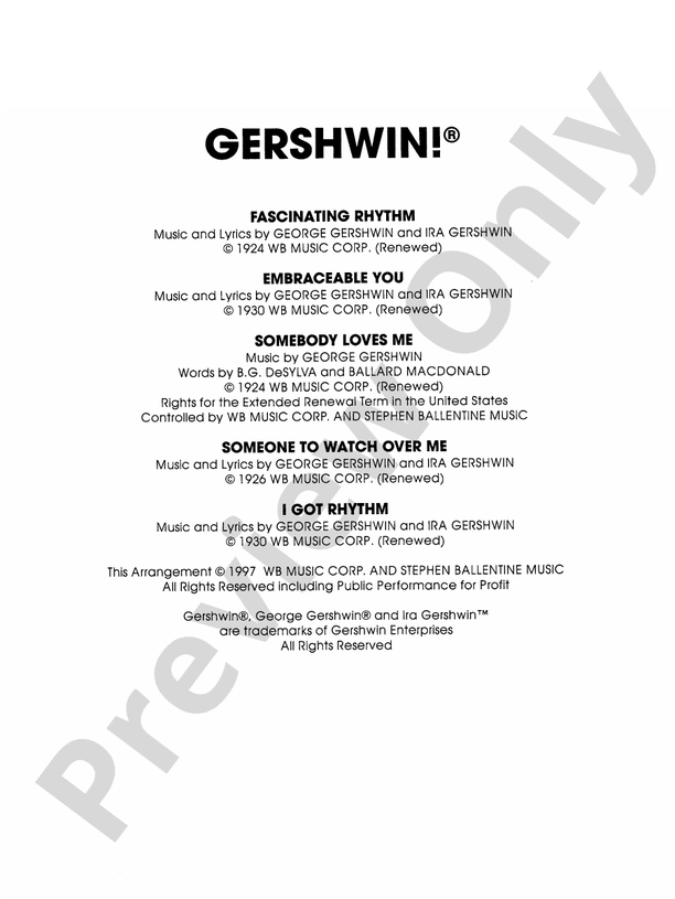Gershwin! (Medley) - Concert Band Conductor Score & Parts (Digital Download)
