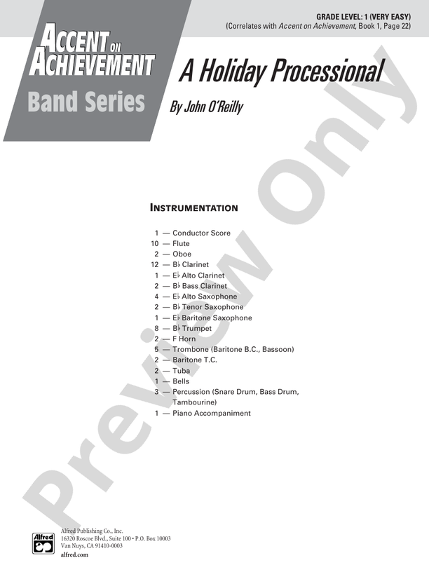A Holiday Processional - Concert Band Conductor Score & Parts (Digital Download)
