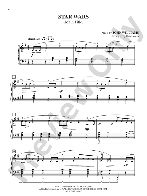 Star Wars Main Theme (from "Star Wars") - Easy Piano (Digital Download)