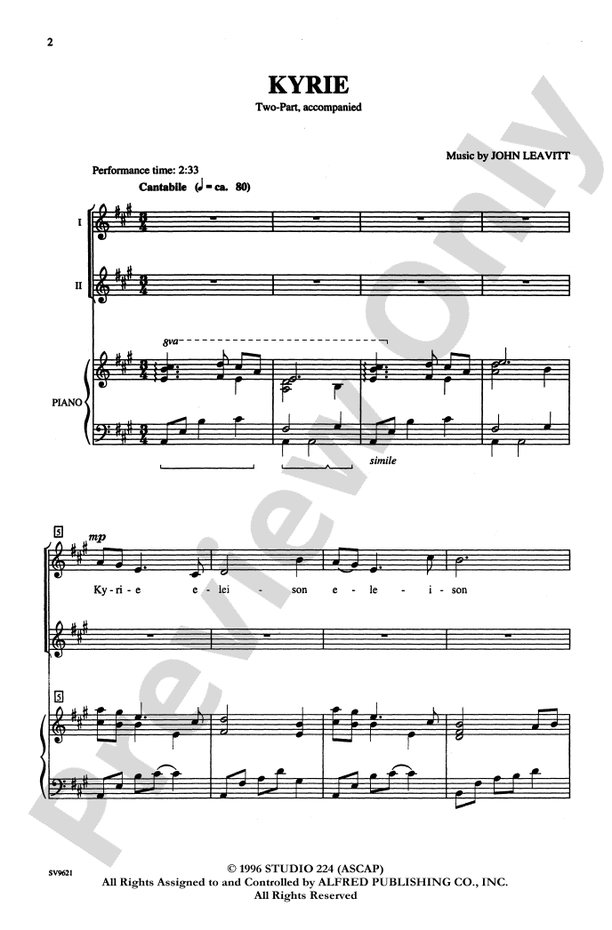 Kyrie - John Leavitt – 2-Part Choral Octavo (Digital Download)