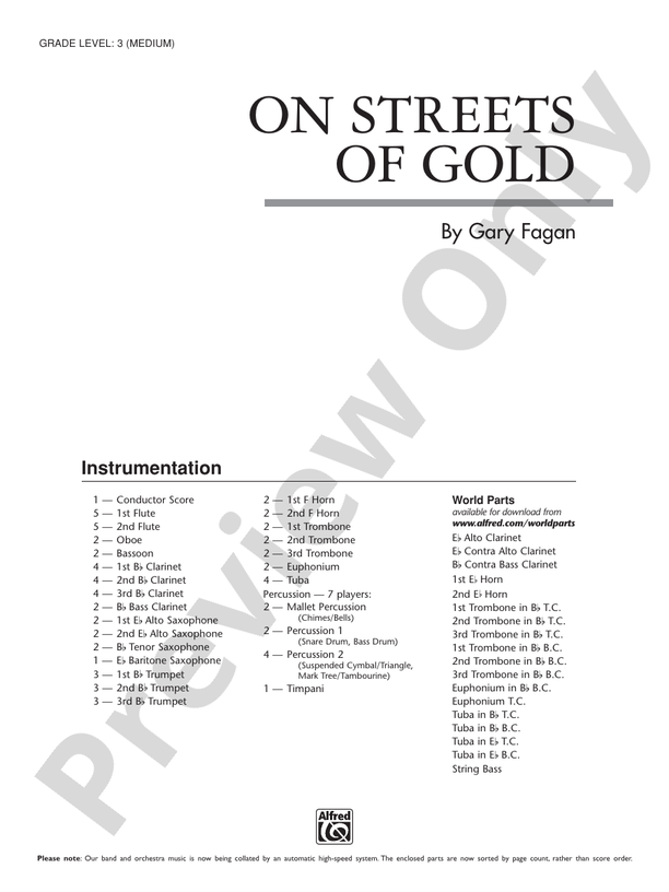 On Streets of Gold - Concert Band Conductor Score & Parts (Digital Download)