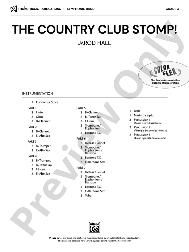 The Country Club Stomp! - Concert Band Conductor Score & Parts (Digital Download)