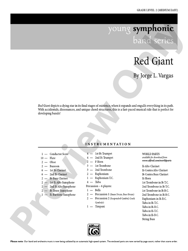 Red Giant - Concert Band Conductor Score & Parts (Digital Download)