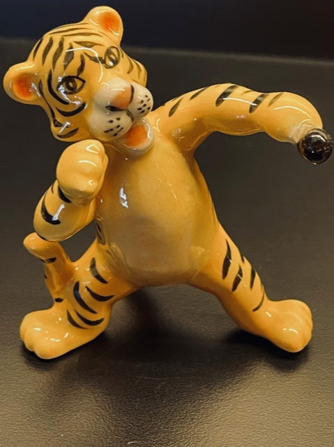 Tiger Singing with Microphone Porcelain Figurine