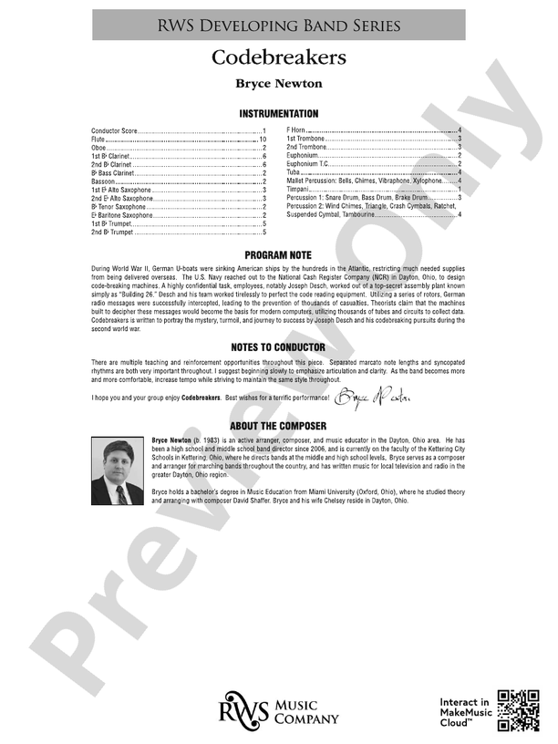 Codebreakers - Concert Band Conductor Score & Parts (Digital Download)