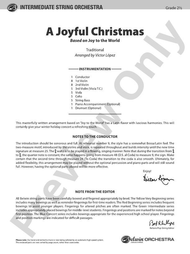 A Joyful Christmas - String Orchestra Conductor Score & Parts (Digital Download)