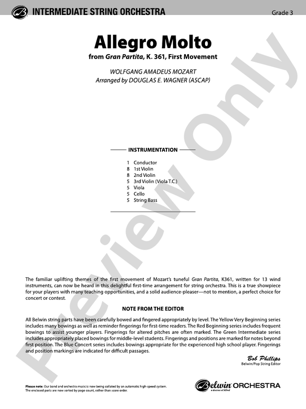 Allegro Molto – String Orchestra Conductor Score & Parts (Digital Download)