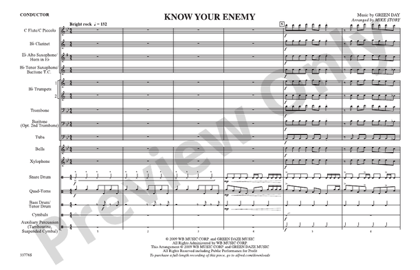Know Your Enemy – Marching Band Conductor Score & Parts (Digital Download)