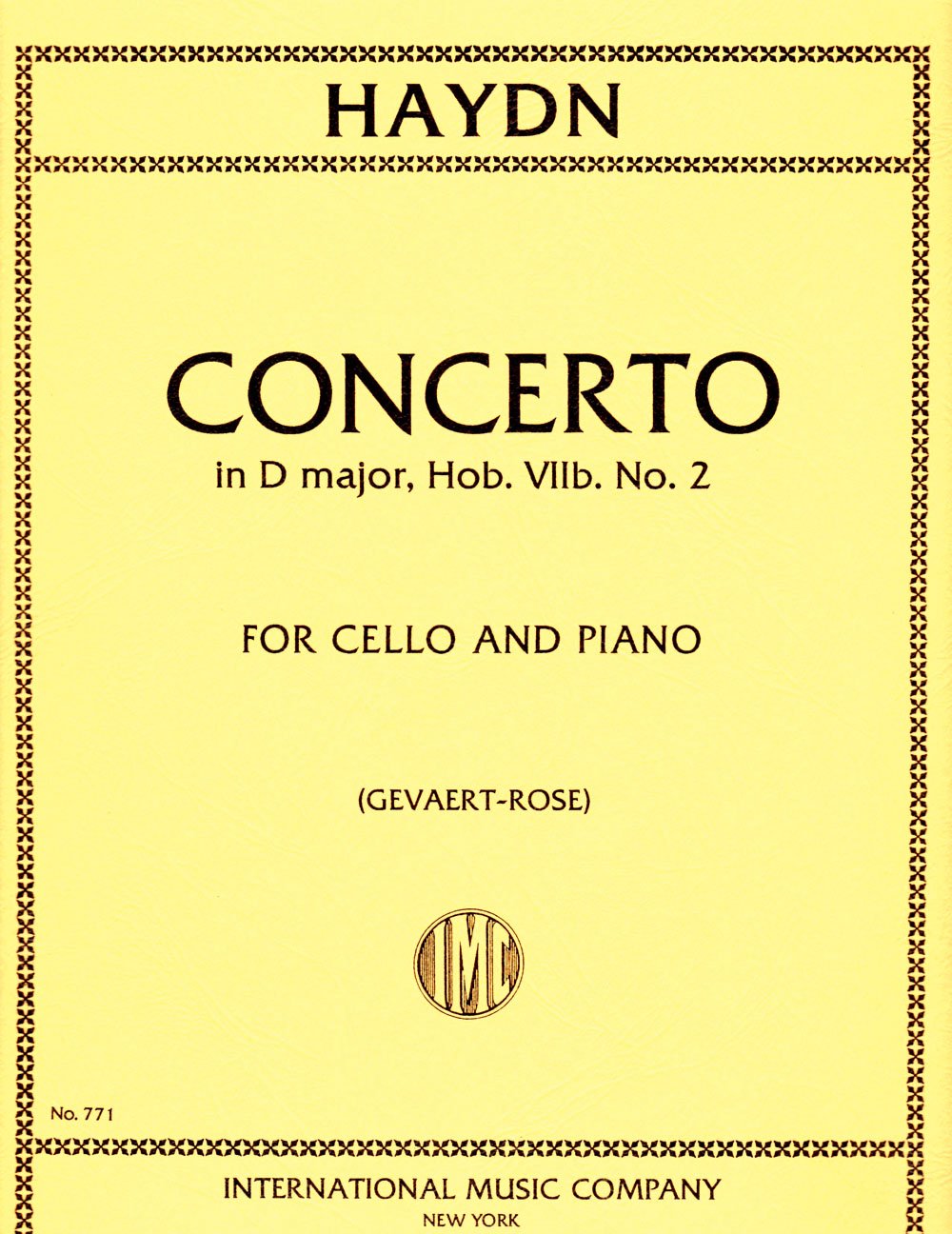 Cello Concerto in D Major Hob VIIB No 2 Cello/Pno