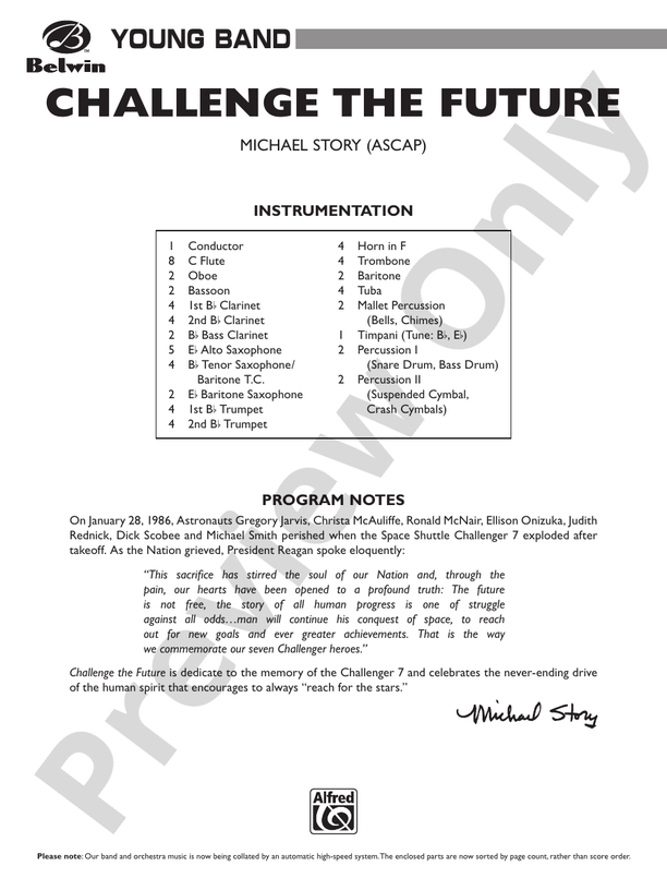 Challenge the Future - Concert Band Conductor Score & Parts (Digital Download)
