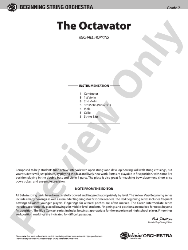 The Octavator – String Orchestra Conductor Score & Parts (Digital Download)