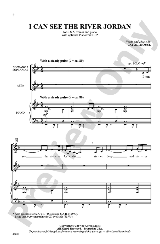 I Can See the River Jordan – SSA Choral Octavo (Digital Download)