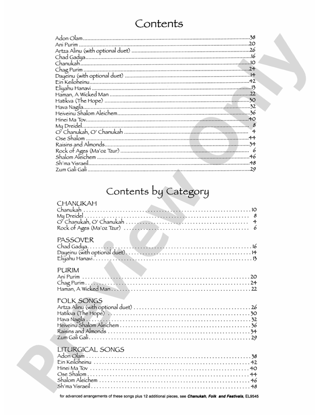 Hebrew Holiday and Folk Songs: With Lyrics, Translations and Guitar Chords - Piano (Digital Download)