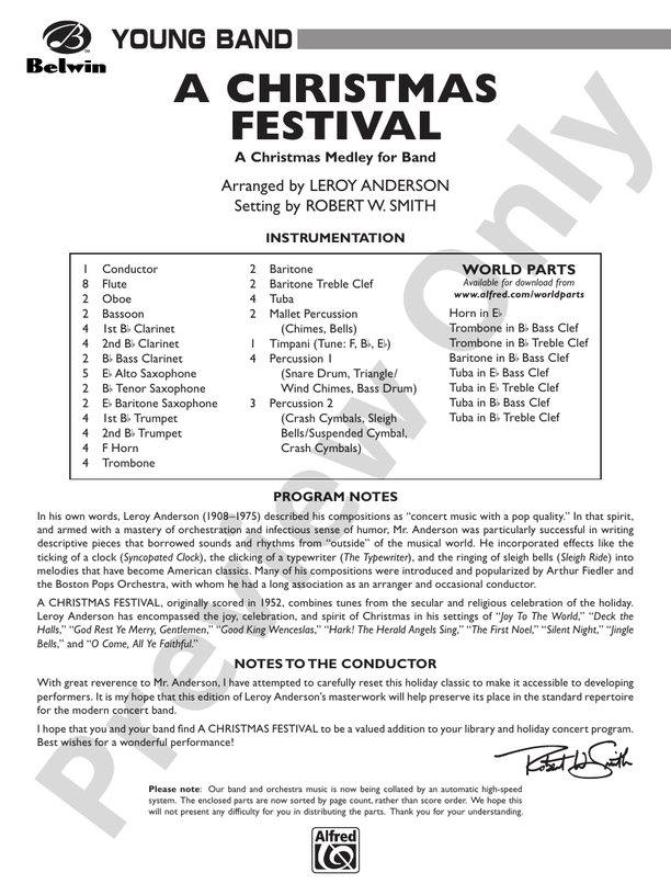 A Christmas Festival (Grade 2) - Concert Band Conductor Score & Parts (Digital Download)
