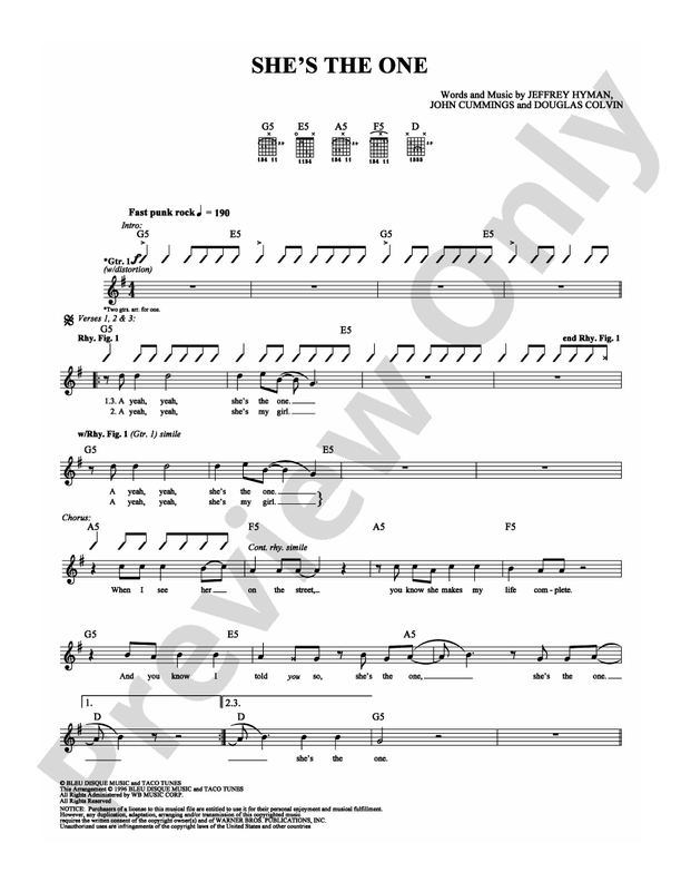 She's The One - Guitar TAB (Digital Download)
