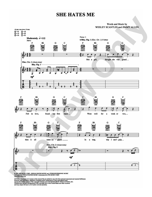 She Hates Me - Guitar TAB (Digital Download)