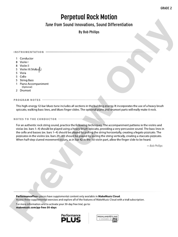 Perpetual Rock Motion – String Orchestra Conductor Score & Parts (Digital Download)