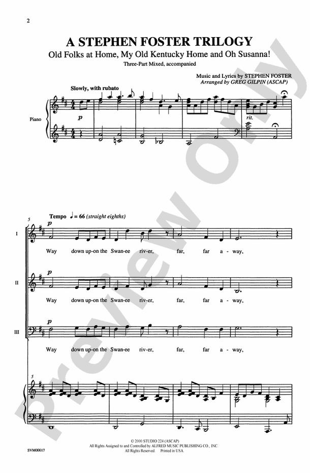 A Stephen Foster Trilogy - 3-Part Mixed Choral Octavo (Digital Download)