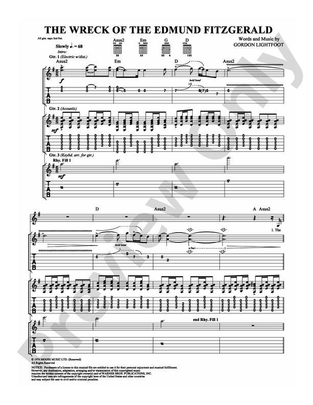 The Wreck of the Edmund Fitzgerald - Guitar TAB (Digital Download)