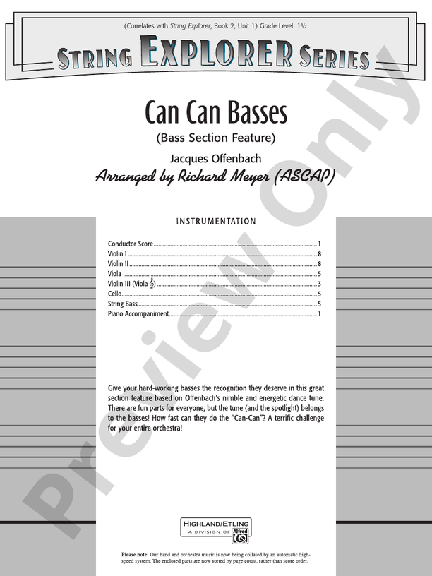Can Can Basses – String Orchestra Conductor Score & Parts (Digital Download)