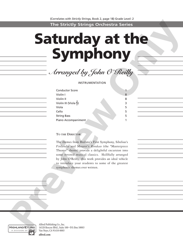 Saturday at the Symphony – String Orchestra Conductor Score & Parts (Digital Download)