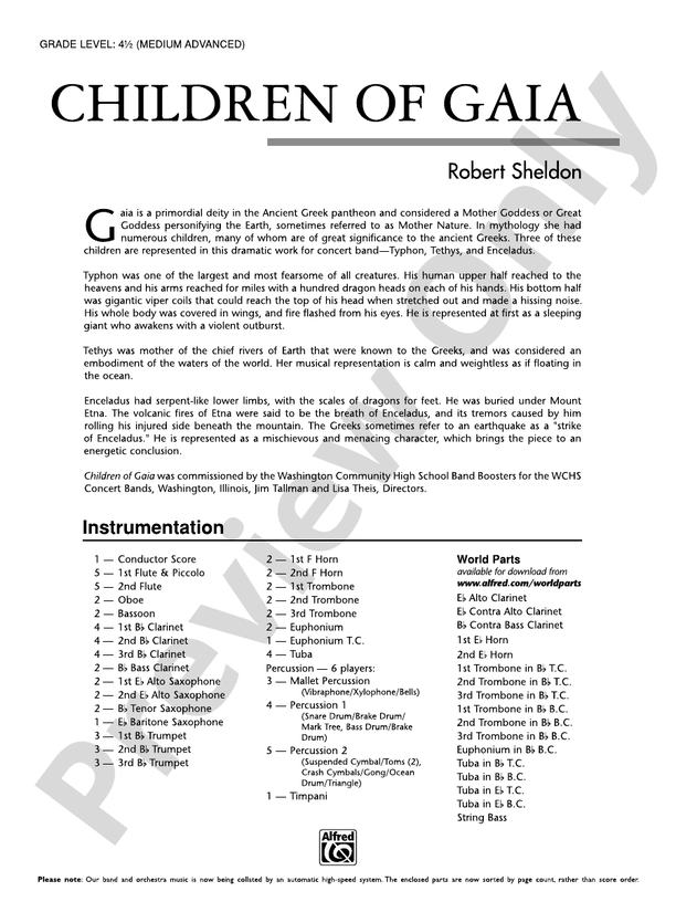 Children of Gaia - Concert Band Conductor Score & Parts (Digital Download)