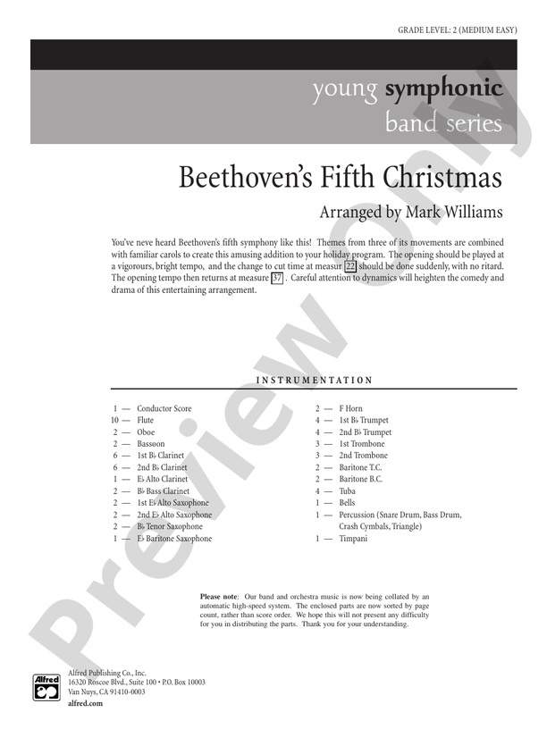 Beethoven's Fifth Christmas - Concert Band Conductor Score & Parts (Digital Download)