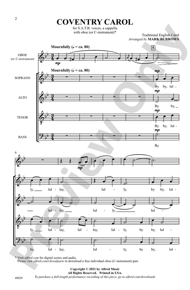 Coventry Carol – SATB a cappella Choral Octavo (Digital Download)