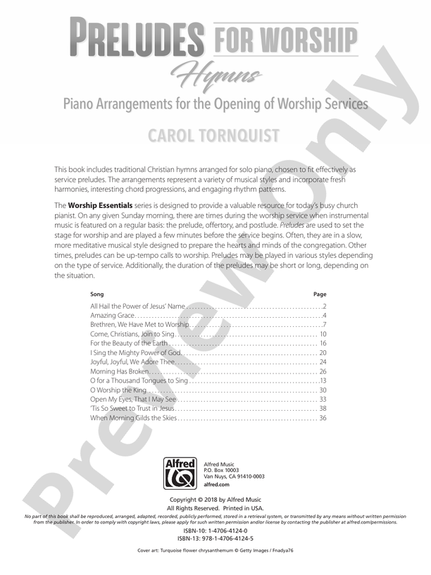 Preludes for Worship: Hymns: Piano Arrangements for the Opening of Worship Services - Piano (Digital Download)