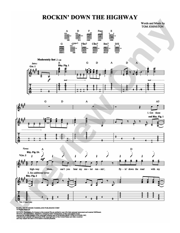 Rockin' Down the Highway - Guitar TAB (Digital Download)