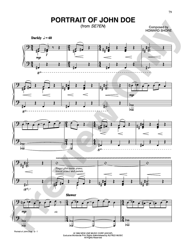 Portrait of John Doe - Piano (Digital Download)