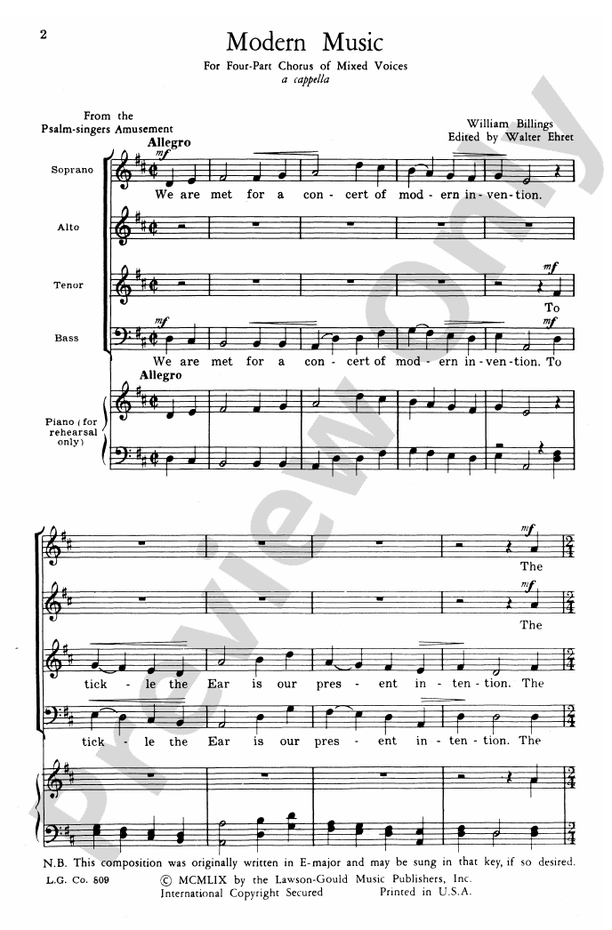 Modern Music – SATB Choral Octavo (Digital Download)
