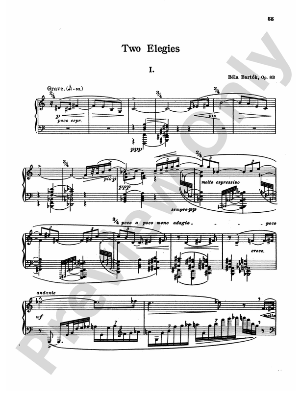 Bartok - Two Elegies, Op. 8B - Piano Solo (Digital Download)