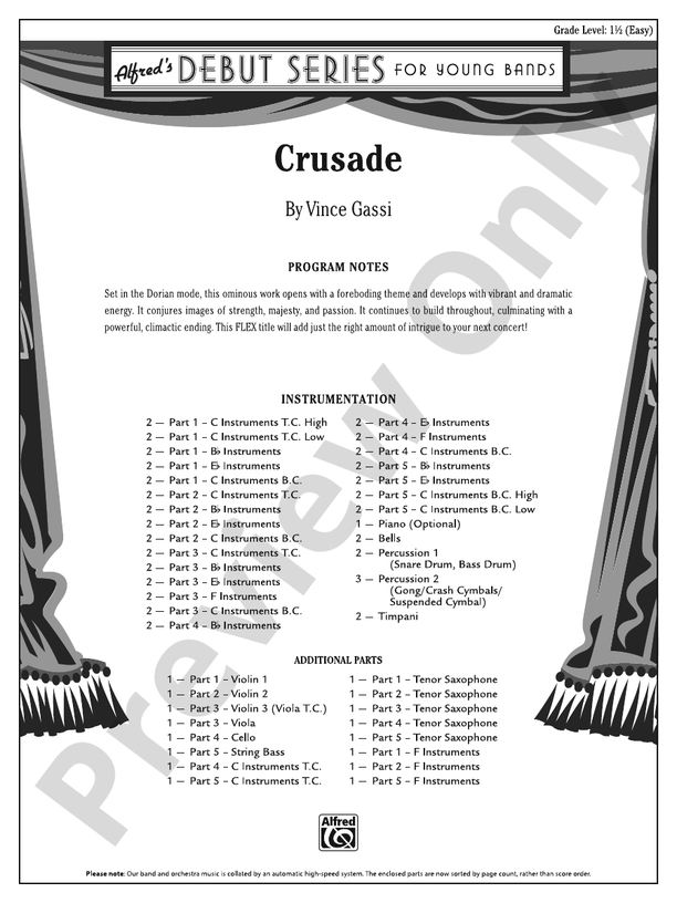 Crusade (Flexible Arrangement) - Concert Band Conductor Score & Parts (Digital Download)