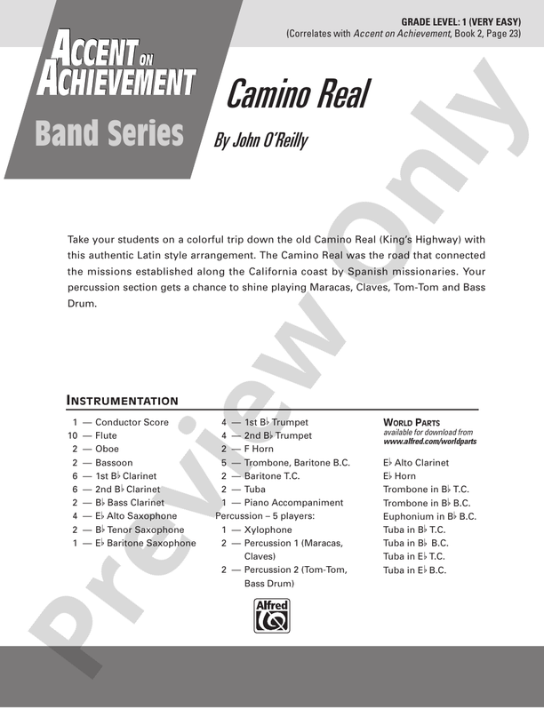 Camino Real - Concert Band Conductor Score & Parts (Digital Download)