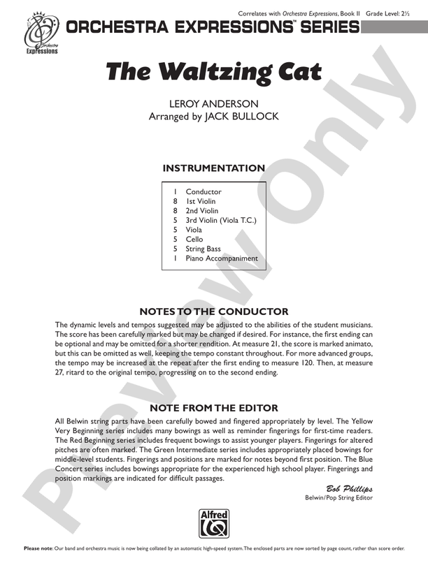 The Waltzing Cat – String Orchestra Conductor Score & Parts (Digital Download)