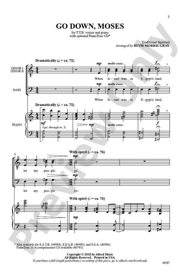 Go Down, Moses – TTB Choral Octavo (Digital Download)