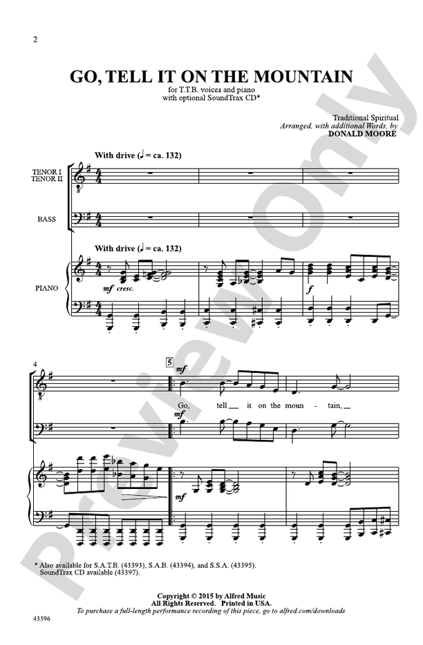 Go, Tell It on the Mountain – TTB Choral Octavo (Digital Download)