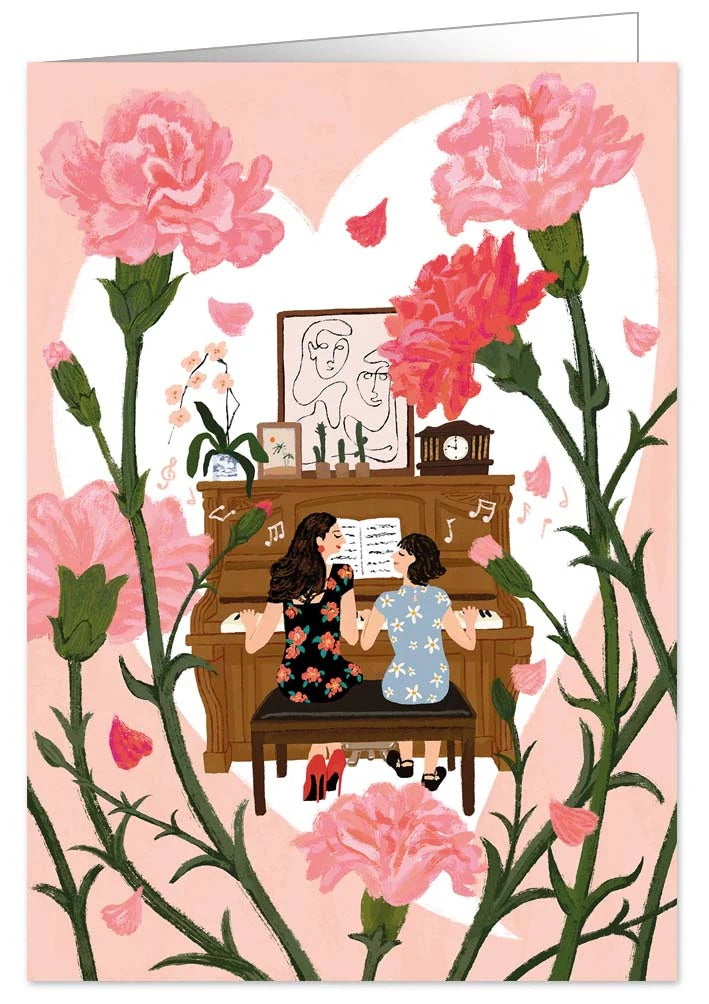 Greeting Card - Teacher and Student Sitting at the Piano