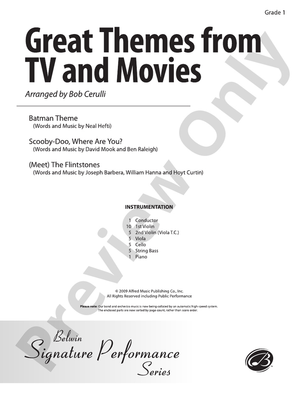 Great Themes from TV and Movies – String Orchestra Conductor Score & Parts (Digital Download)