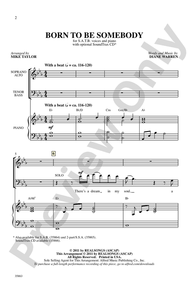 Born to Be Somebody (from Never Say Never) – SATB Choral Octavo (Digital Download)