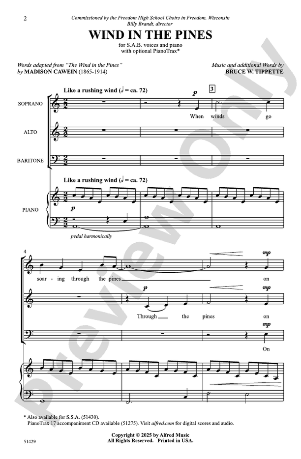 Wind in the Pines - SAB Choral Octavo (Digital Download)